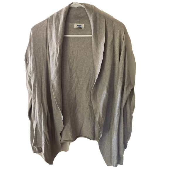 Old Navy Cardigan Sz M Open Front Waterfall Tight Knit Gray Casual Solid Womens - Picture 1 of 9